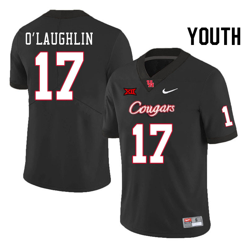 Youth #17 Mike O'Laughlin Houston Cougars Big 12 XII College Football Jerseys Stitched-Black